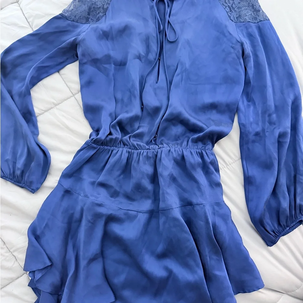 Royal Blue KARINA GRIMALDI ARIANA SILK MINI DRESS - Picture 2 of 6
